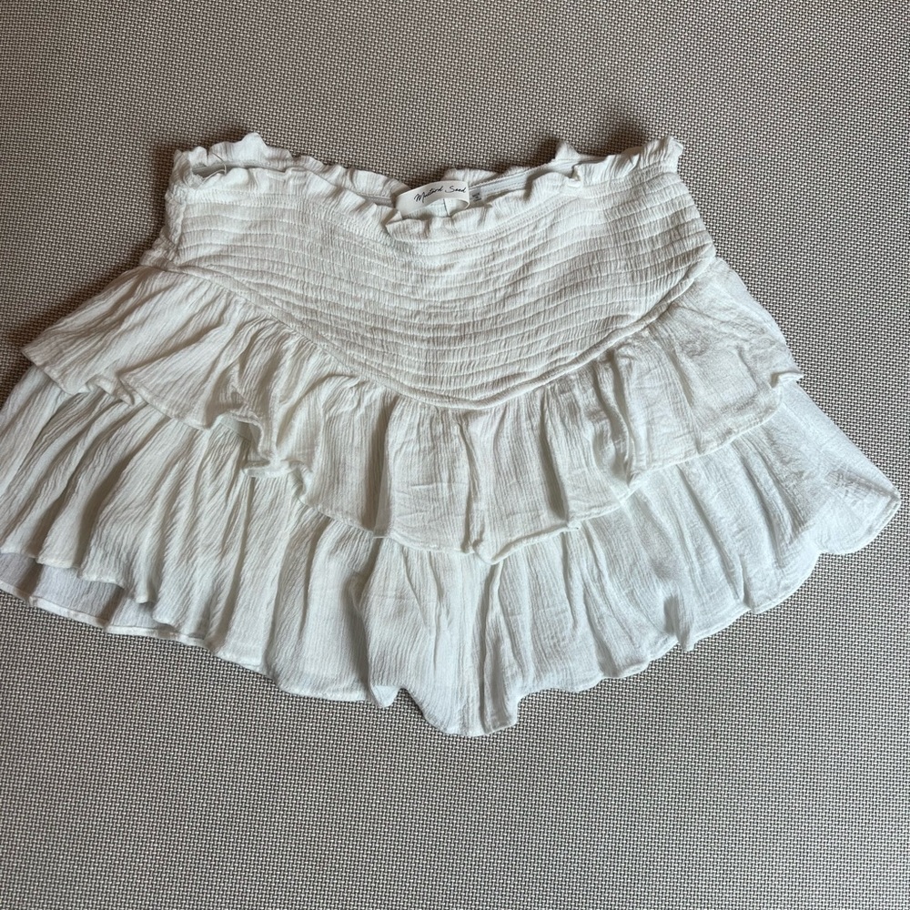 Girls White Ruffled Tiered Women's Skirt